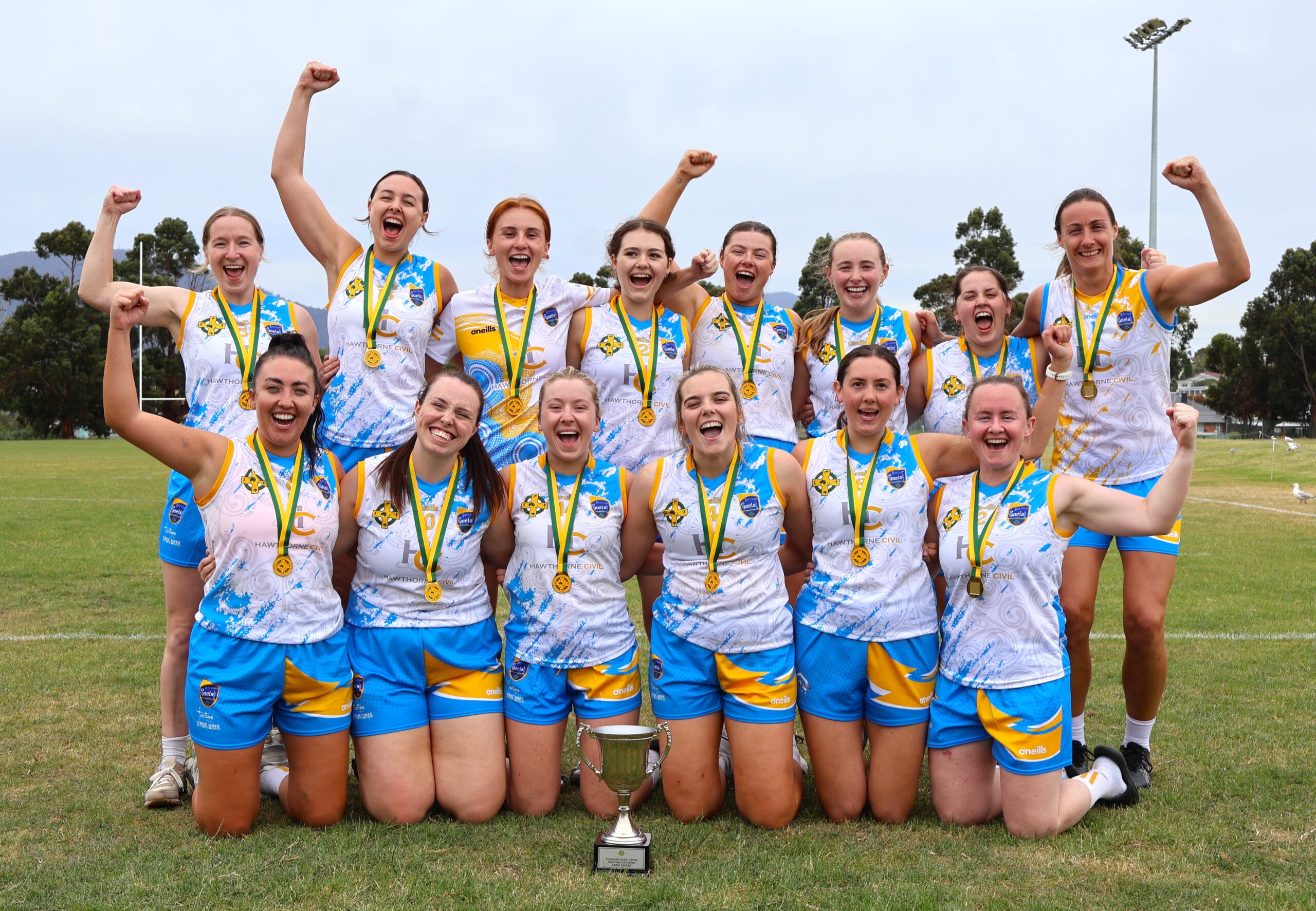 Team photo of Gold Coast Gaels women's football team – Australasia Regional Games winners 2024